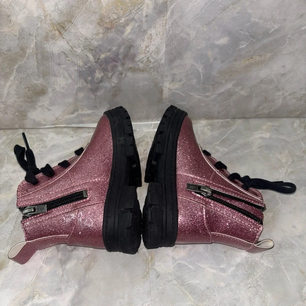 Ugg Ashton Glitter Combat Boot Sparkly Pink Kids Boots